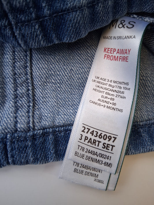 Denim Dress - 3-6 Months - Marks & Spencers