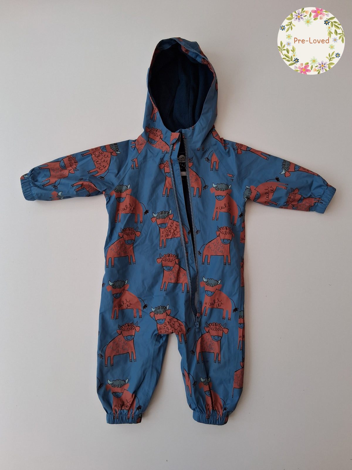 Next - Highland Cow Puddle suit - 9-12 Months