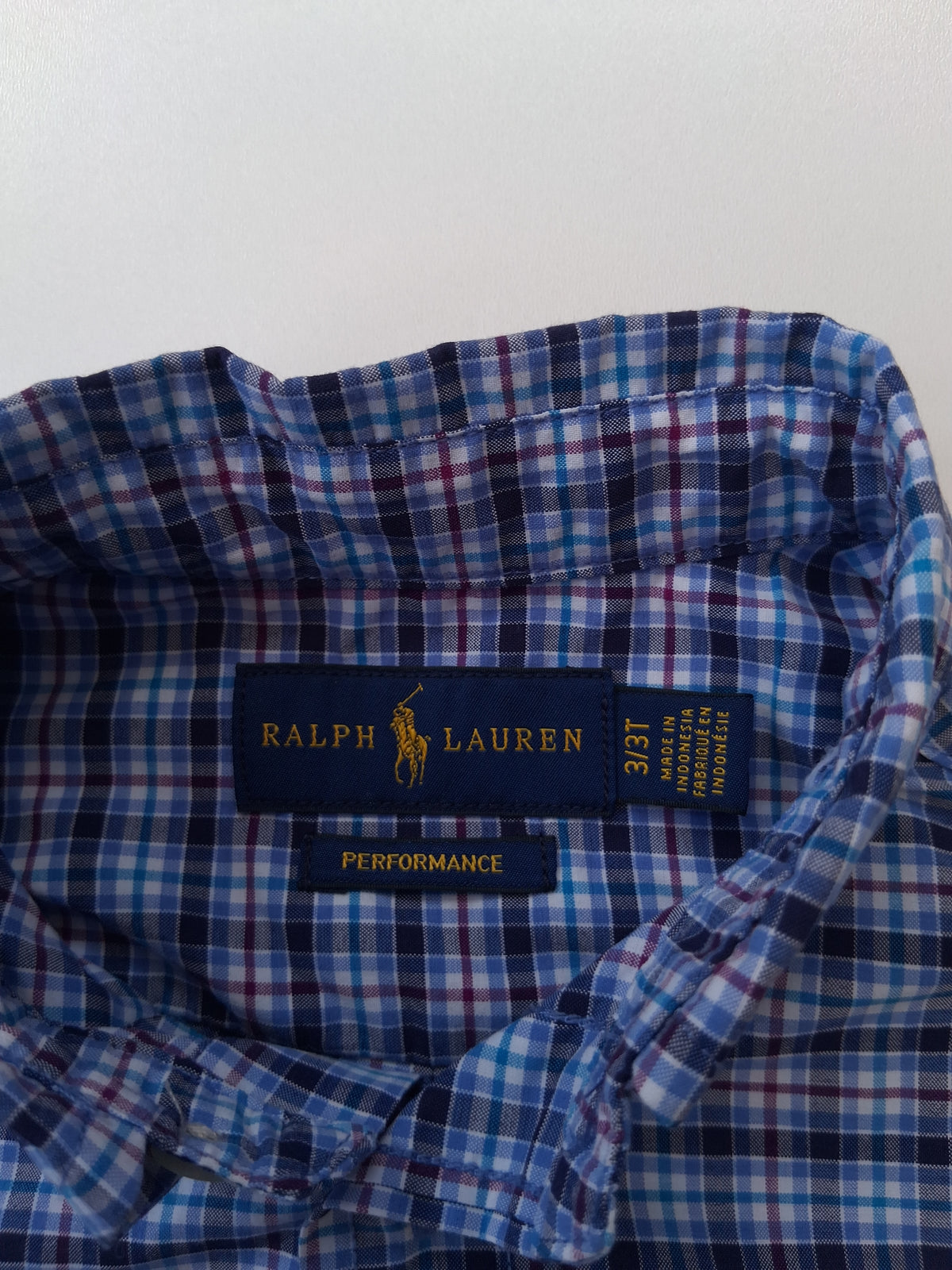 Ralph Lauren Shirt - Blue Checked Long Sleeved Shirt 3T (2-3 years old)