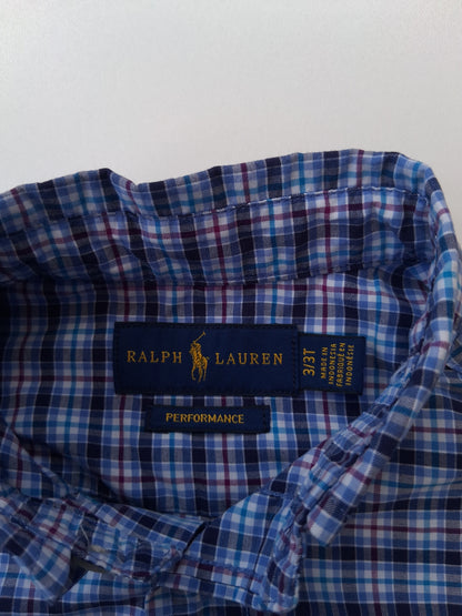 Ralph Lauren Shirt - Blue Checked Long Sleeved Shirt 3T (2-3 years old)