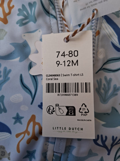 Little Dutch Swim T-shirt - Whale & Coral design - 9-12 Months