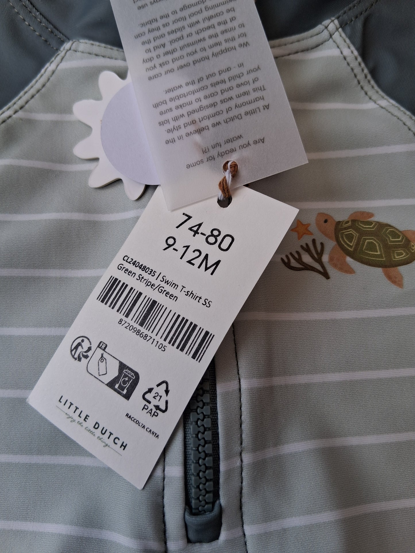 Little Dutch Swim T-shirt - Turtle design - 9-12 months