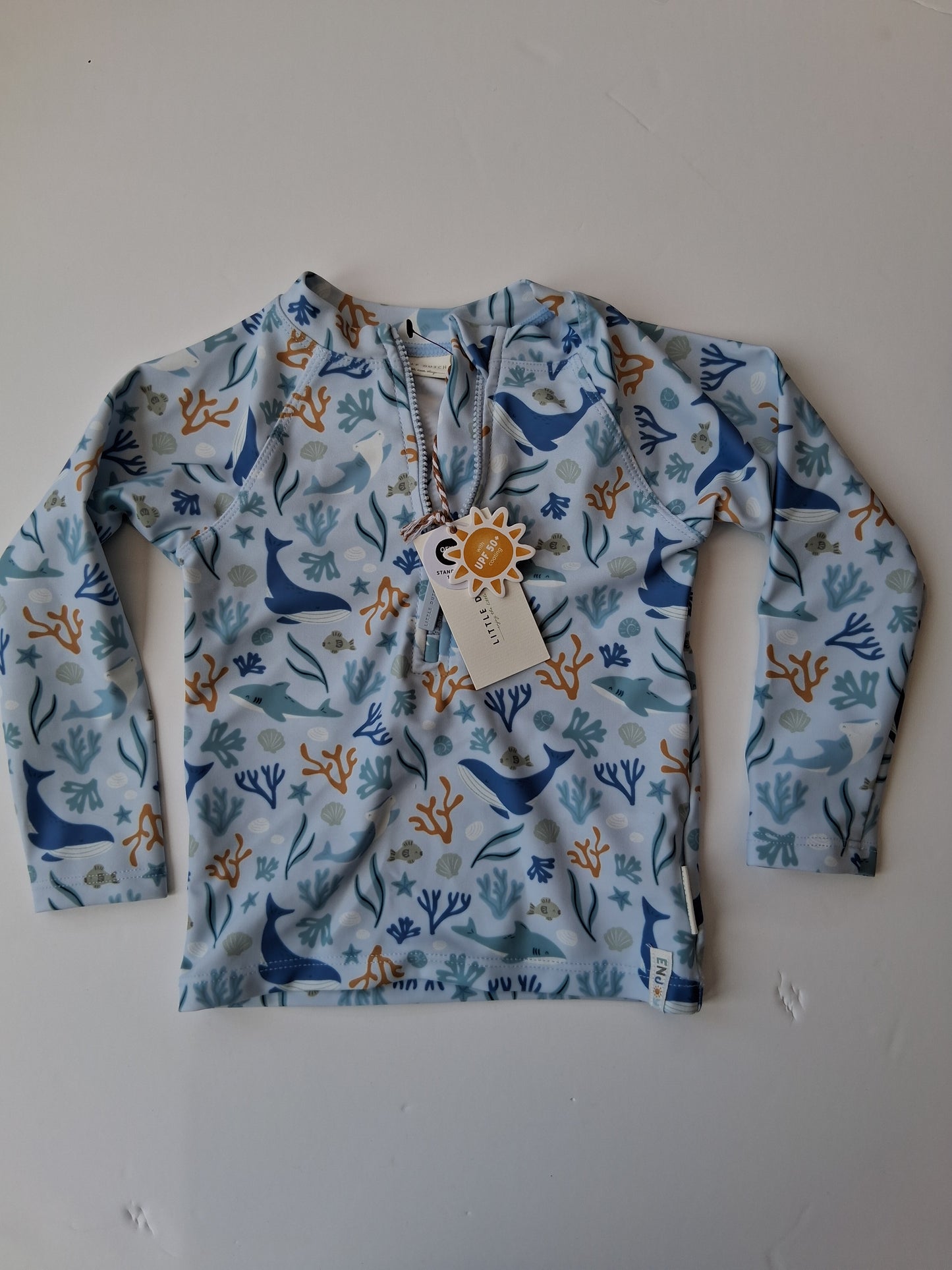 Little Dutch Swim T-shirt - Whale & Coral design - 9-12 Months