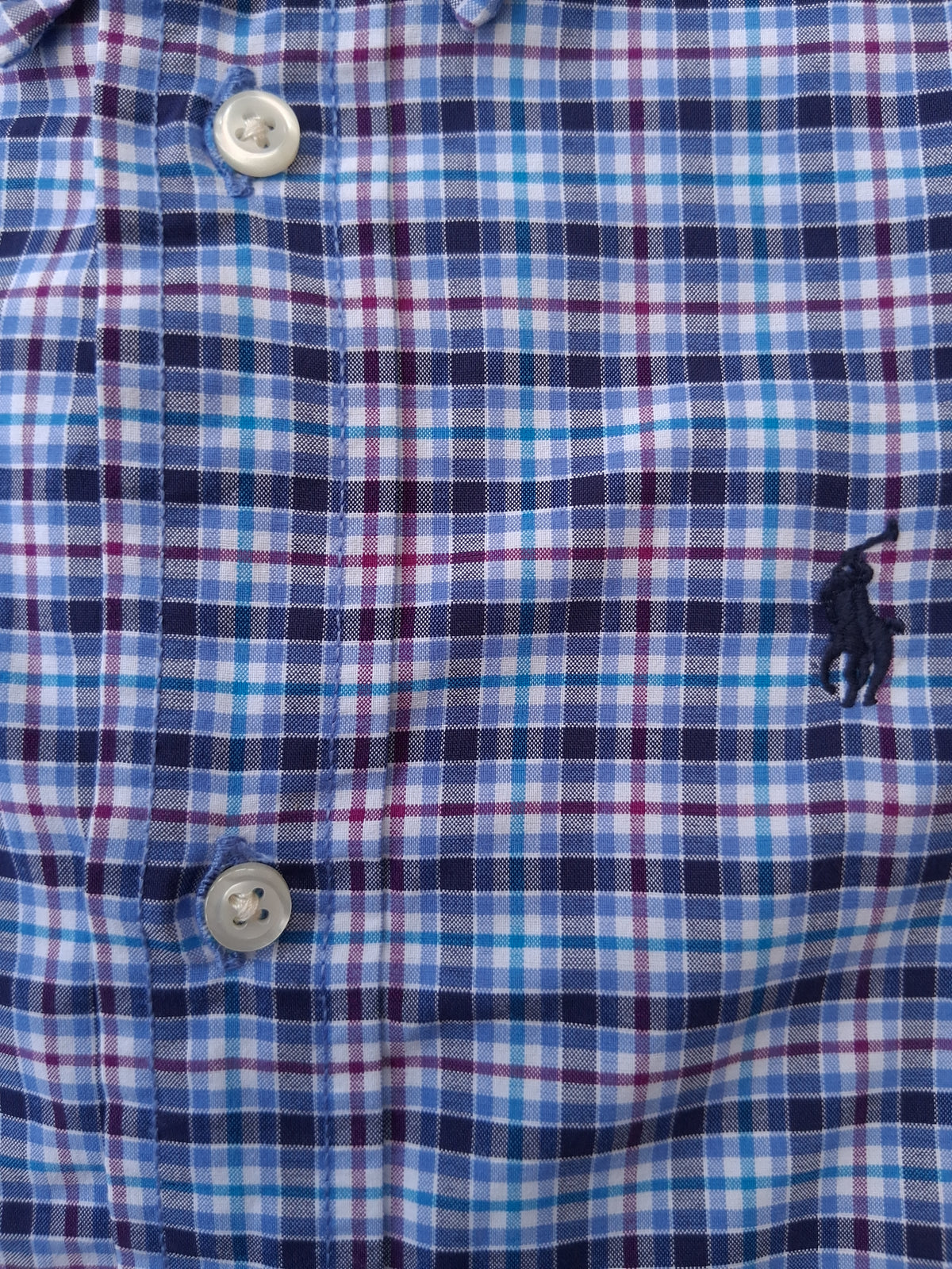 Ralph Lauren Shirt - Blue Checked Long Sleeved Shirt 3T (2-3 years old)
